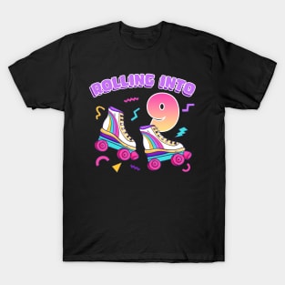 Rolling Into 9th Birthday Girls Roller Skate B-day Gift For Girls kids T-Shirt